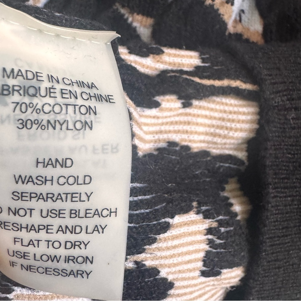 Vince Camuto Leopard Oversized Sweater Textured Animal Print Crew Top Neutral L - Picture 12 of 15